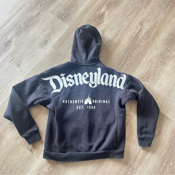 Disney Black Embroidered Black Zip Up Hoodie Sweater Iconic Disneyland Hoodie - Picture 2 of 7